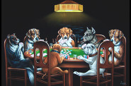 dogs playing poker