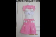 BUSTIER-STRING-JUPE ROSE