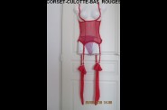 CORSET-CULOTTE-BAS ROUGE