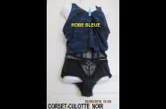 CORSET NOIR- ROBE BLEUEE