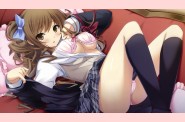 anime girls brown eyes skirts schoolgirls school u-copie-1