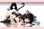 black hair anime girls misaki kurehito maid costum-copie-1