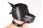 dog bondage hood head mask leather 3