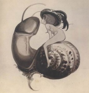 Franz von Bayros Ex-libris of Sweet Snail