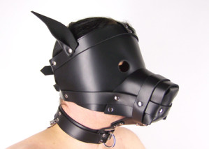 dog bondage hood head mask leather 3