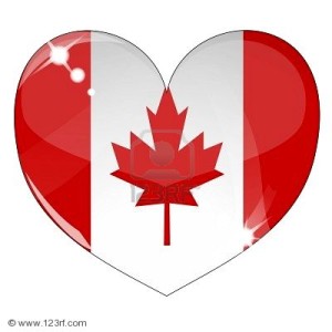 coeur de vecteur avec une texture de drapeau canada