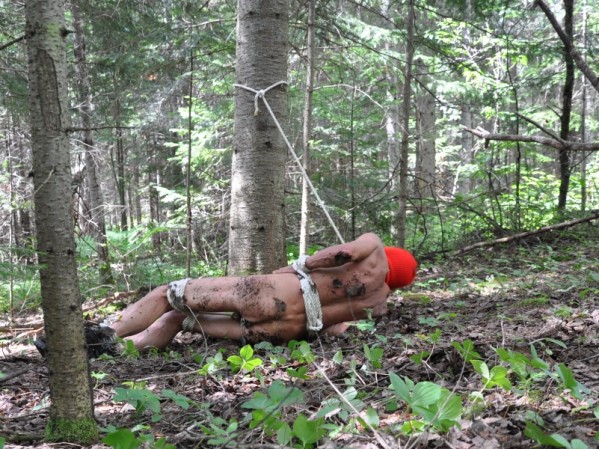 attaché nu dans l`bois 002