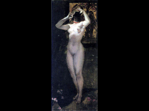 Weiblicher Akt mit Maske, 1877