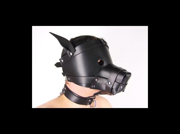 dog bondage hood head mask leather 3