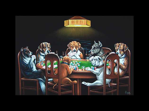 dogs playing poker