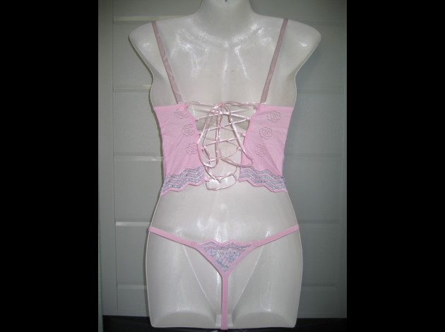 Ensemble 99955 string et caraco rose-bleu