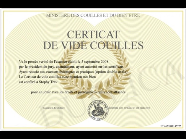 Certificat de  Stephy