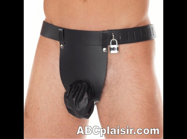 Ceinture de chasteté en cuir avec sac à pénis