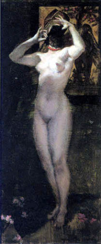 Weiblicher Akt mit Maske, 1877