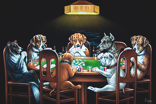 dogs playing poker