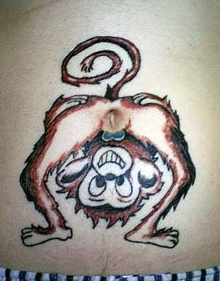 belly-button-monkey-ass-tattoo