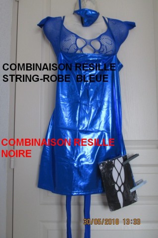 COMBINAISON RESILLE-ROBE-STING BLEU