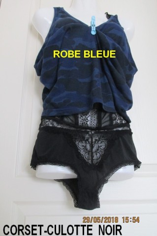 CORSET NOIR- ROBE BLEUEE