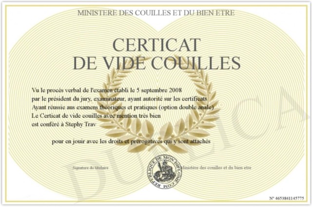 Certificat de  Stephy