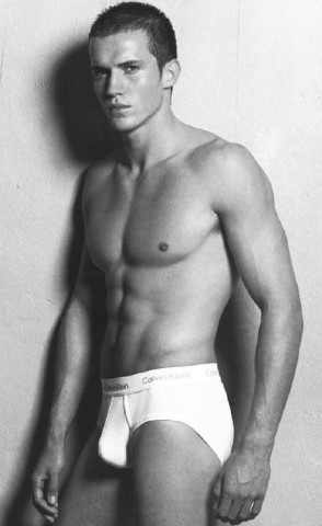 [xave's best gay pics] Cute shy model boy in CK briefs, per