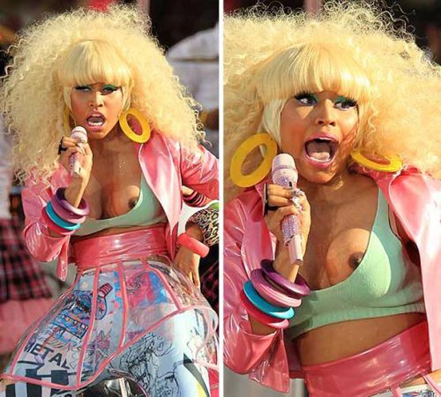 nicki minaj seins nu lors d'un concert